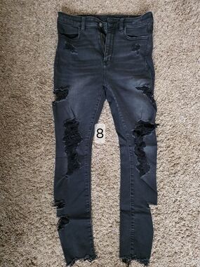 American Eagle Outfitters Black Distressed Ripped Skinny Jeans